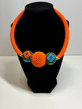 Orange Triple Sphere Necklace