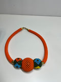 Orange Triple Sphere Necklace